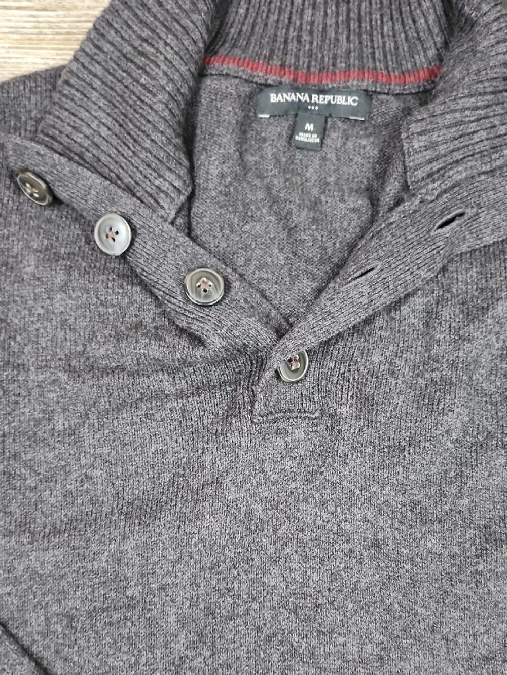 Banana Republic Dark Charcoal Turtleneck Shawl-Collar Sweater